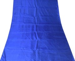 Sushila Vintage Blue Sari Remnant Scrap Multi-Purpose Pure Silk Craft Fabric