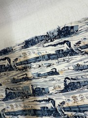 MARCUS BROTHERS TEXTILES Vintage Steam Train Fabric Remnant 18×42
