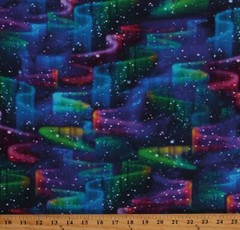 Cotton Aurora Borealis Northern Lights Stargazers Fabric Print by Yard D386.19