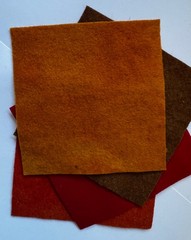 New Colors! Hand Dyed Wool -appliqué/rug/hook (6) 4.5″ Charm Sq; Tuscan Hue