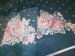 DAISY KINGDOM GREEN w PINK FLORAL BORDER COTTON FABRIC 45″ X 140” 3.8 YARDS
