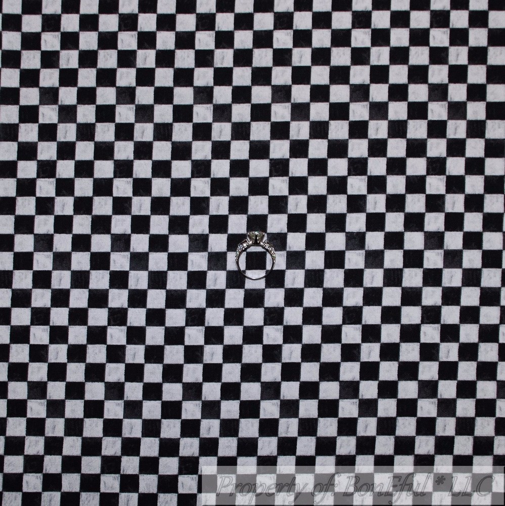 BonEful Fabric FQ Cotton Quilt Black White B&W Gray Gingham Check Texture Nascar