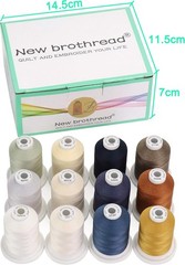 Multi-Purpose 100% Cotton Thread Spools, 600M – 12 Stylish Neutral & Jean Colors