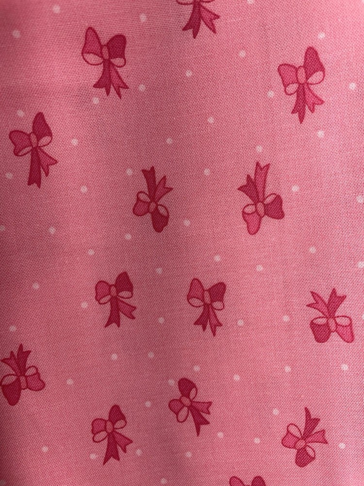 New 100% Cotton Pink Bows Fabric By The Yard