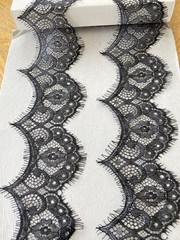 2 Pieces Black Eyelash French Lace Trim for Sewing/Crafts/Lingerie/2.75″ Wide