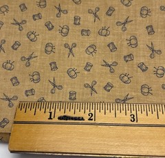Sewing Pattern Cotton Fat Quarter 18″ x 22″ Beige & Navy