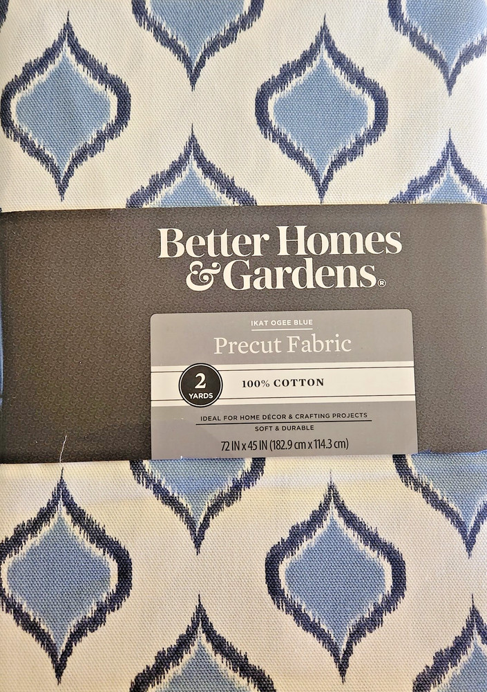 New Better Homes & Gardens 2 Yards 100% Cotton Duck in Ikat Ogee Blue