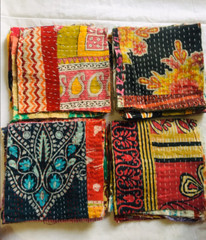20pcs Indian SARI SQUARES kantha scraps Fabric square pack Quilting bundle craft