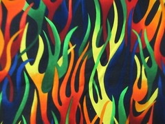 “HEAD GEAR” Fabri-Quilt Fire FLAMES Cotton Fabric BLACK MULTI 1Y12″ X43″