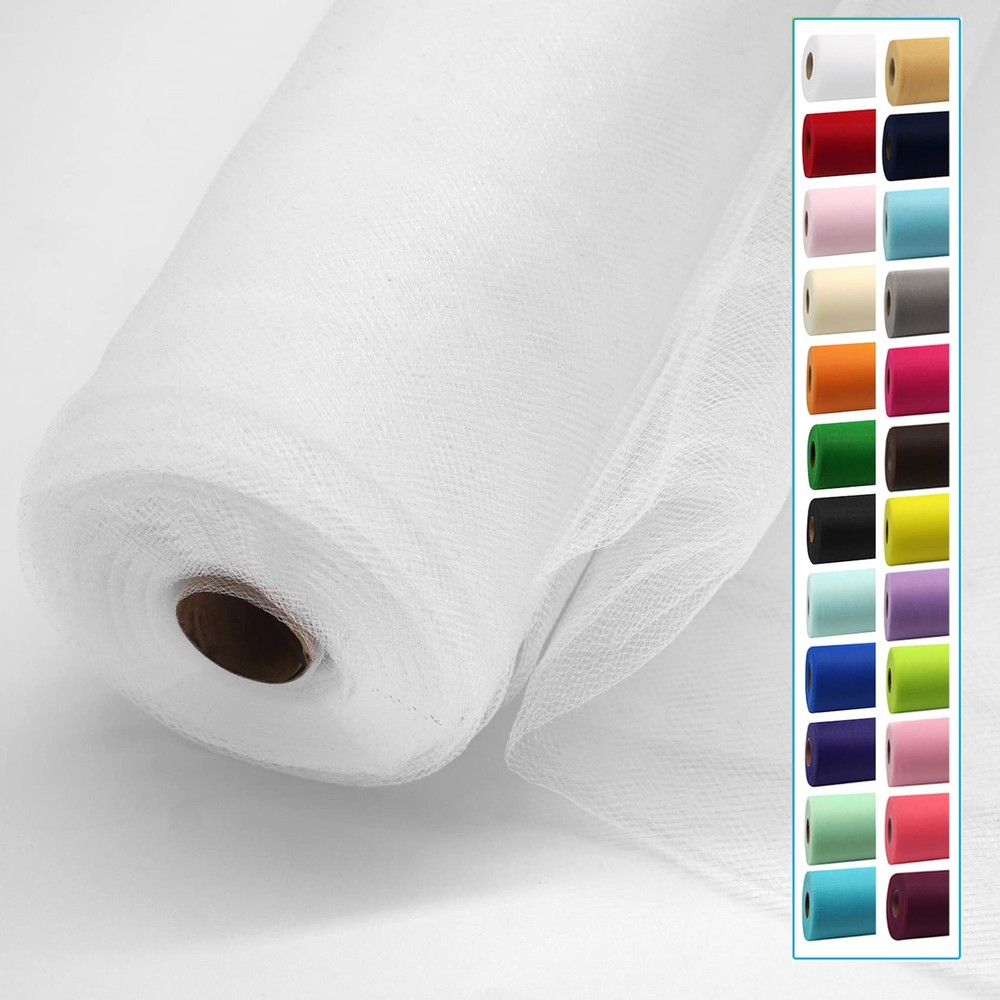 White Tulle Fabric Rolls 54 Inch by 40 Yards Fabric Tulle Bolt for Wedding Ch…