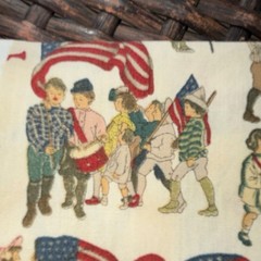 Indygo Junction Cotton Fabric Americana American Flag Print Cream Red Blue 17×22