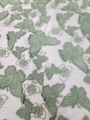 3D Butterfly Design Lace Sage Embroidered 3D Butterfly Lace By Yard For Dress