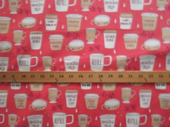 SPECIALTY COFFEE CUPS WITH SAYINGS DRINKS COTTON FABRIC BTHY