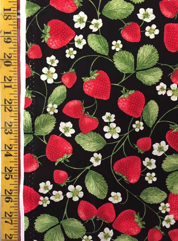 Strawberry Vines Timeless Treasures Fabric Fruit C7346 strawberries, flowers