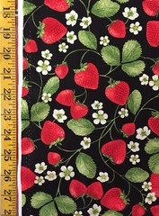 Strawberry Vines Timeless Treasures Fabric Fruit C7346 strawberries, flowers