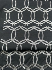 Upholstery Black With Silver Circles Embroidered Fabric, Cotton 4 Yards 58 X 144