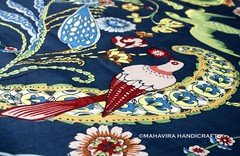 Peacock Pure Cotton print Running Boho loose Blue dress making fabric by yard