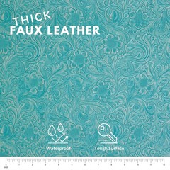 Fabric Tooled Faux Leather Western Cowboy Floral Embossed Turquoise 1 Yard