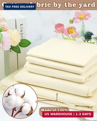 100% Cotton Muslin Fabric by The Yard,63in x 1Yards Unbleached Natural Cotton Ma