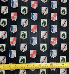 ATTACK ON TITAN ANIME EMBLEMS BLACK 1 YARD FABRIC ( 36″ X 58″ ) BRAND NEW