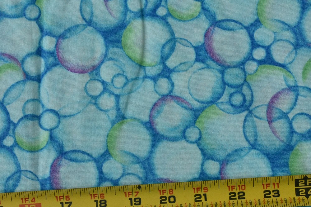 By 1/2 Yd, Turquoise Green Pink Bubbles Quilt Cotton, RJR, Artist’s Touch, P6923