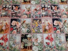Pink color Vintage Flower Fairy 100% Cotton Fabric by the yard 11 rows x 9cm