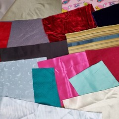 Crazy Quilt Fabric Scrap Lot 13 Ounces Satin Velvet Brocade