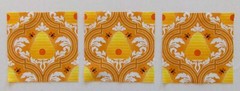 Fabric Cotton Pic C -Honey Bees on Honey Hive 3 Pieces – 4 3/4″ L x 4 3/4″ W