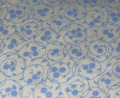 1/2 Yd Small Daisies w/Vines Swirls Vintage Cotton Fabric BTHY Blue & Cream