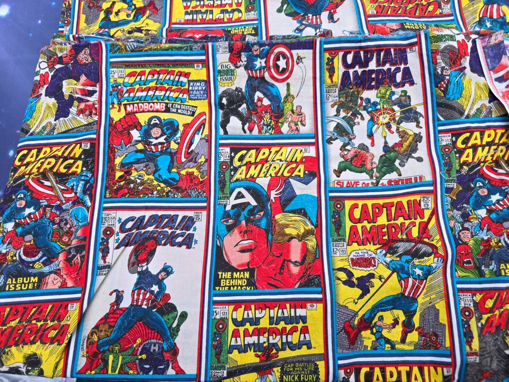 2013 Captain America Marvel Cotton Fabric 3 1/2 yards washed Eugene Textiles