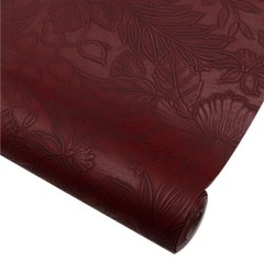 Wine red flower FAUX LEATHER SHEET 8 x 12″ 1225929 Embossed Flowers