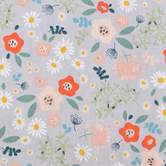 CraftsFabrics 7Pcs/lot White Floral Fat Quarter 100% Cotton Twill Printed Fabric