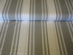 Dunroven House Farmhouse Awning Stripe Grey White Woven Cotton Homespun Fabric