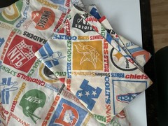 Vintage Fabric – Football Team Logo Character Twin Sheet Set Craft Quilt Sew