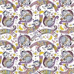 Multi Mysti-Cats Mysticat by Davina Nathan Design for Camelot 44″ Wide BTY