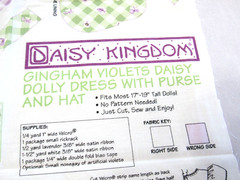 Daisy Kingdom GINGHAM VIOLETS Daisy Dolly Dress 17-19″ Doll Cut & Sew Fabric