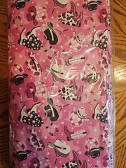 BOLT 8 YARDS PINK COWGIRL DISCO BOOTS HAT HORSE FLANNEL FABRIC SEWING RAG QUILT