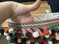 Pom Pom Sewing Fringe Cream Charcoal Teal Rust ~7yd Orginally $78 Hobby Lobby