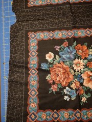 Vtg VIP Cranston Print Works Floral & Black Print Fabric 14 Squares 3 pieces