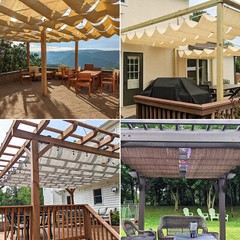 Retractable Canopy Cover Yard Garden Awning Pergola Shade w/ Steel Wire Gray