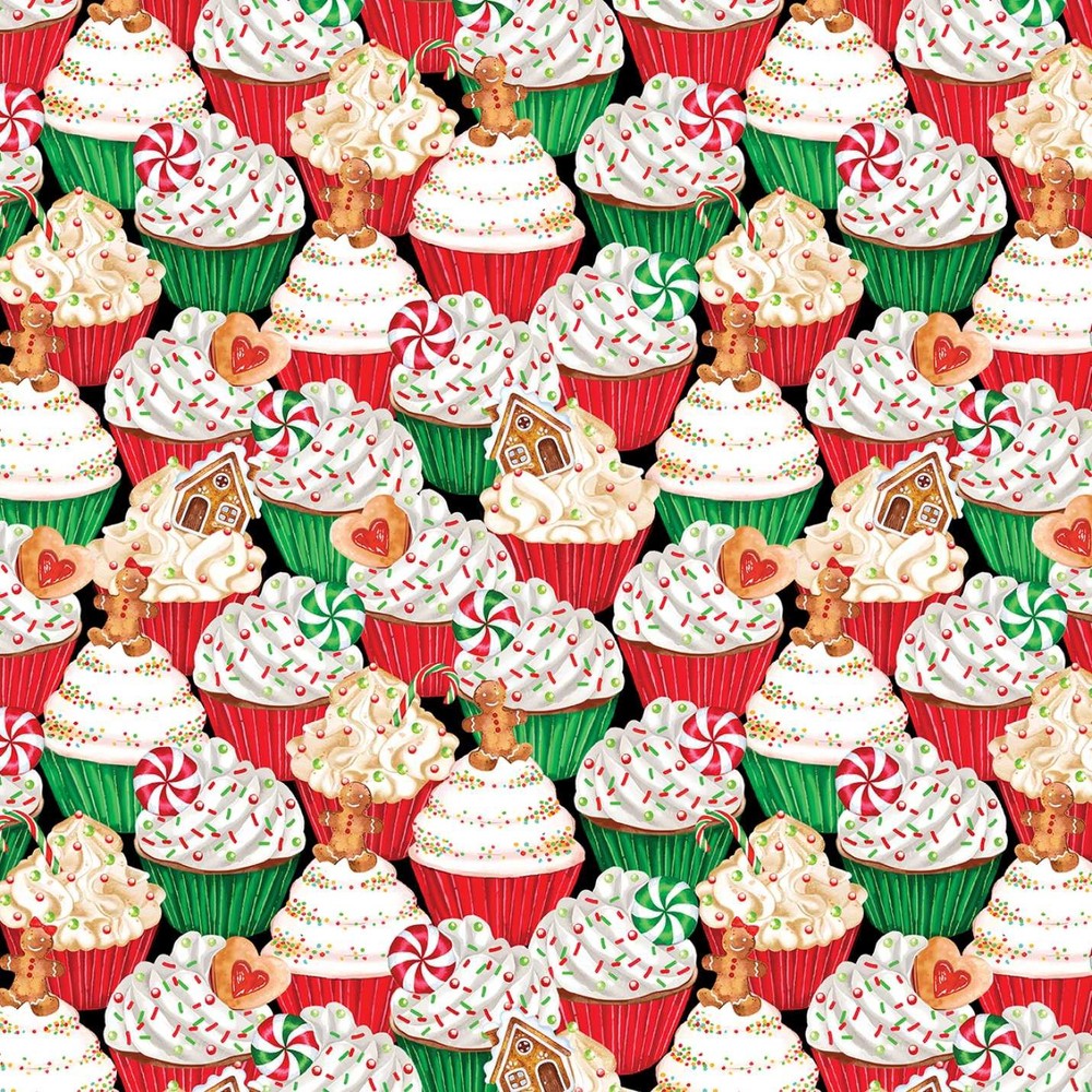 Christmas Fabric | Sugar Spice Cupcake Allover Multi | Kanvas Studio YARD