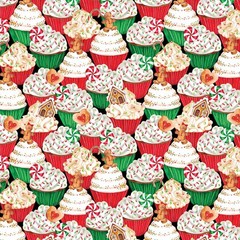 Christmas Fabric | Sugar Spice Cupcake Allover Multi | Kanvas Studio YARD