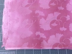 Vintage Silk Damask Ginkgo Leaf Fabric Remnant Dusty Rose Mauve Pink Panel