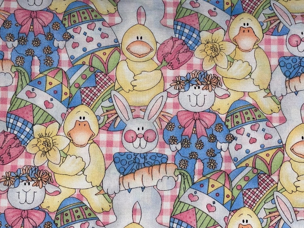 By 1/2 Yd Vintage Timeless Treasures Easter Fabric 1996 Spring #14 Bunnies BTHY