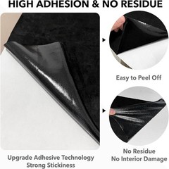 17×72 inch Black Suede Fabric Wrap, Self-Adhesive Microfiber and Synthetic S…