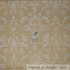 BonEful Fabric FQ Cotton Quilt VTG Brown Cream Damask Calico Toile Flower Nature