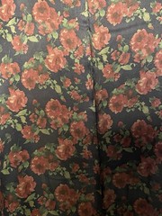 100% Pure Silk Charmeuse Burgundy Green Roses Print Fabric By The Yards 54″Wide