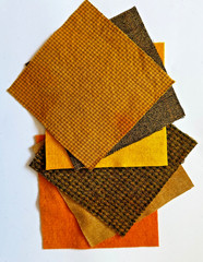 New Colors! Hand Dyed Wool -appliqué/rug/hook (6) 4.5″ Charm Sq; Terra Cotta