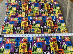 Rare VTG 90s Halloween Patchwork Block Design Fabric 3 pcs-Retro-Ghosts, Blk Cat