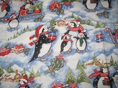 Christmas Penguin Brother Sister Design Studio 1 yard Holiday Snow 36″ x44″ wide